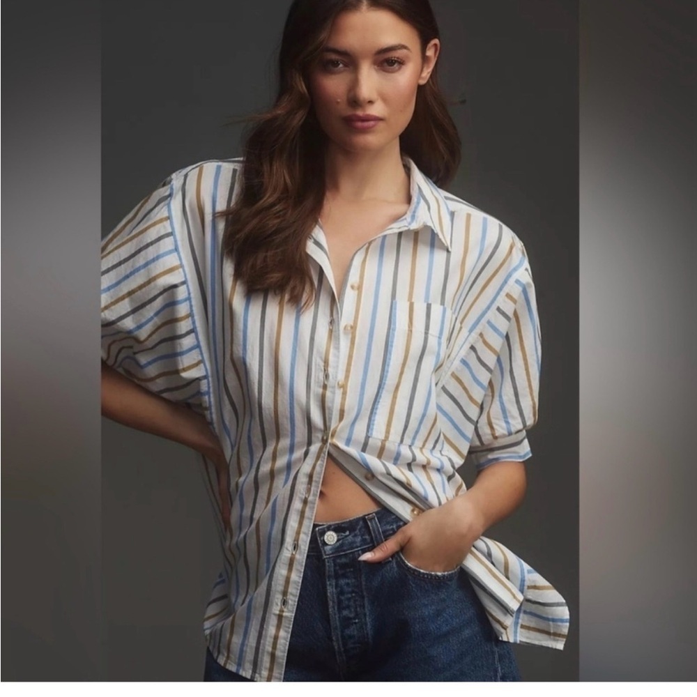 ✨ Anthropologie Pilcro Bubble Sleeve Button Down | XS (Oversized)